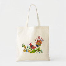 Dekorativer Vogel mit Blumen und Beeren