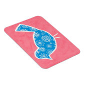 Dekorativer Vogel mit Mustern auf rosa Hintergrund Magnet (Rechte Seite)
