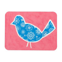 Dekorativer Vogel mit Mustern auf rosa Hintergrund