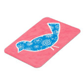 Dekorativer Vogel mit Mustern auf rosa Hintergrund Magnet (Linke Seite)