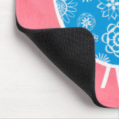 Dekorativer Vogel mit Mustern auf rosa Hintergrund Mousepad (Ecke)