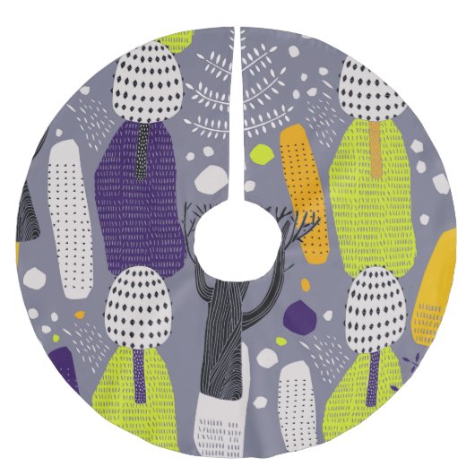 Dekorativer Wald, Vintage künstlerische Illustrati Polyester Weihnachtsbaumdecke (Vorderseite)