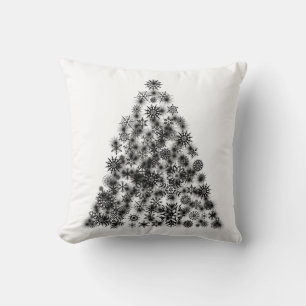 Dekorativer Weihnachtsbaum Weiß Schwarz Glanz Kissen