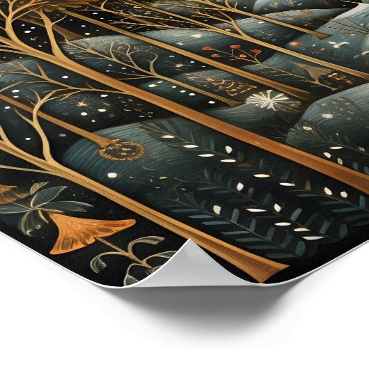 Dekorativer Weihnachtswald Poster (Ecke)