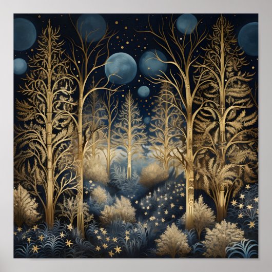 Dekorativer Weihnachtswald Poster (Vorne)