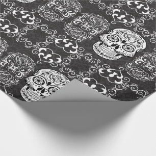 Dekorativer Zucker Skull Schwarz-weiß Gothic Grung Geschenkpapier