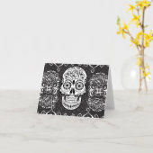 Dekorativer Zucker Skull Schwarz-weiß Gothic Grung Karte (Gelbe Blume)