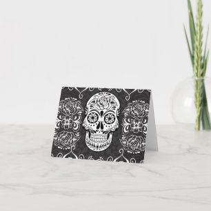 Dekorativer Zucker Skull Schwarz-weiß Gothic Grung Karte