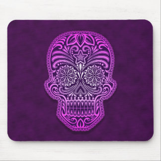Dekorativer Zuckerschädel - lila Mousepad