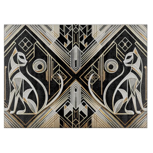 Dekoratives Abstraktes Black Cat Cat Cutting Board Schneidebrett (Vorderseite)