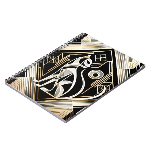 Dekoratives Abstraktes Black Cat Notebook Notizblock (Linke Seite)