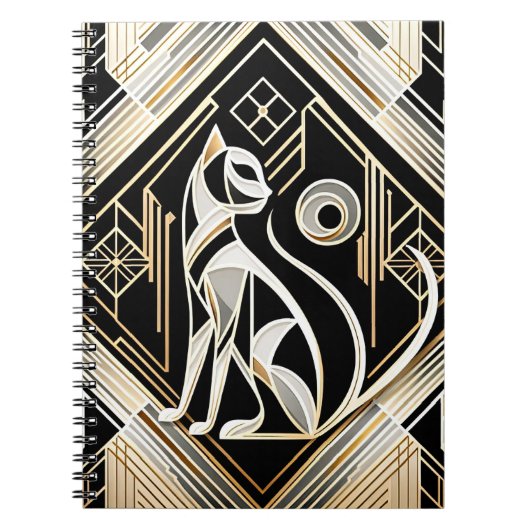 Dekoratives Abstraktes Black Cat Notebook Notizblock (Vorderseite)