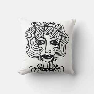 Dekoratives abstraktes Mädchen. Vintage Illustrati Kissen