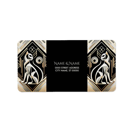 Dekoratives Abstraktes Schwarzes Katzenadressen-Et Adressaufkleber (Vorne)