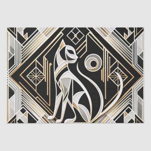 Dekoratives Abstraktes Schwarzkatzengewebe Seidenpapier (Vorderseite)