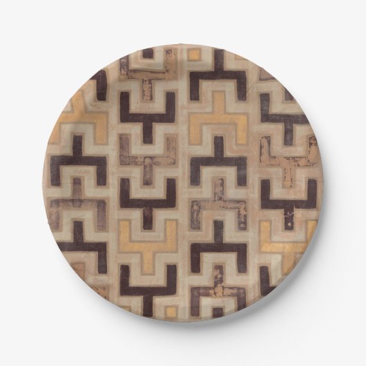 Dekoratives Afrikaner Mudcloth Muster Pappteller (Vorderseite)
