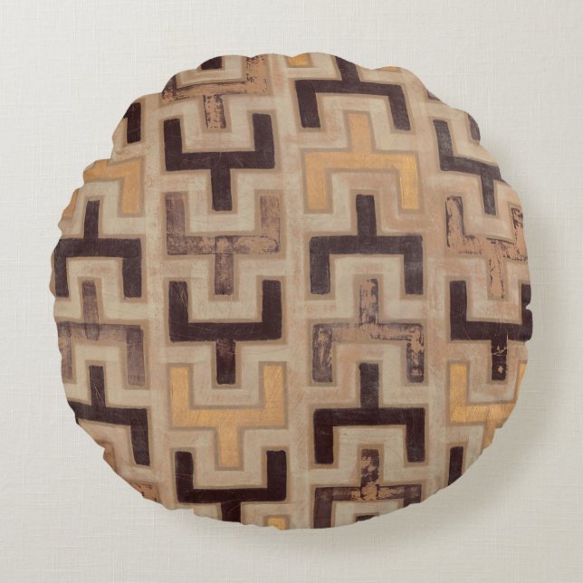 Dekoratives afrikanisches Mudcloth-Muster Rundes Kissen (Vorderseite)
