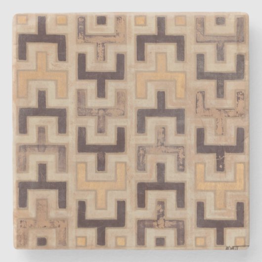 Dekoratives afrikanisches Mudcloth-Muster Steinuntersetzer (Vorderseite)