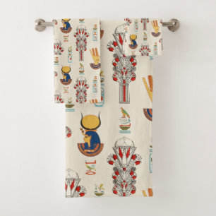 Dekoratives ägyptisches nahtloses Muster Badhandtuch Set