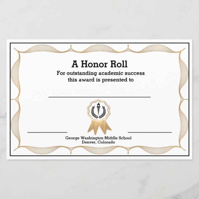 Dekoratives akademisches Zertifikat (Vorderseite)