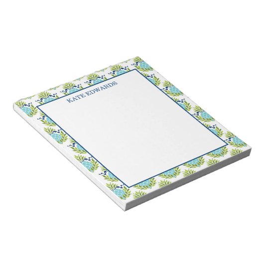 Dekoratives Aquamarines Ananas-Muster Notepad Notizblock (angewinkelt)