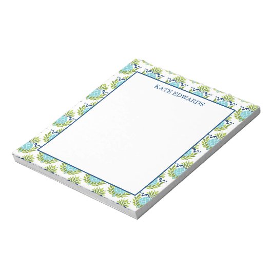 Dekoratives Aquamarines Ananas-Muster Notepad Notizblock (Rotiert)