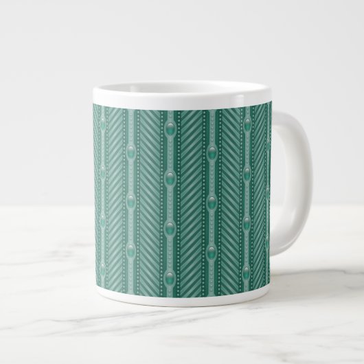 Dekoratives aquamarines Muster Jumbo-Tasse (Vorderseite Rechts)