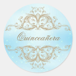 Dekoratives Baby Blue Quinceanera Runder Aufkleber