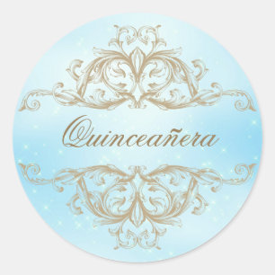 Dekoratives Baby Blue Quinceanera Runder Aufkleber