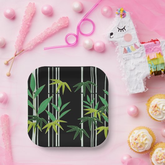 Dekoratives Bambusmuster Pappteller (Party)