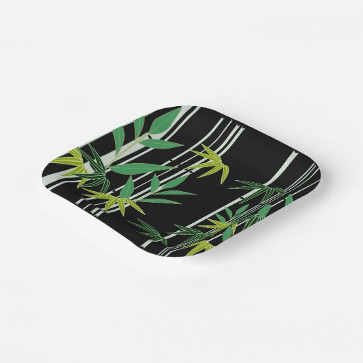 Dekoratives Bambusmuster Pappteller (Gewinkelt)