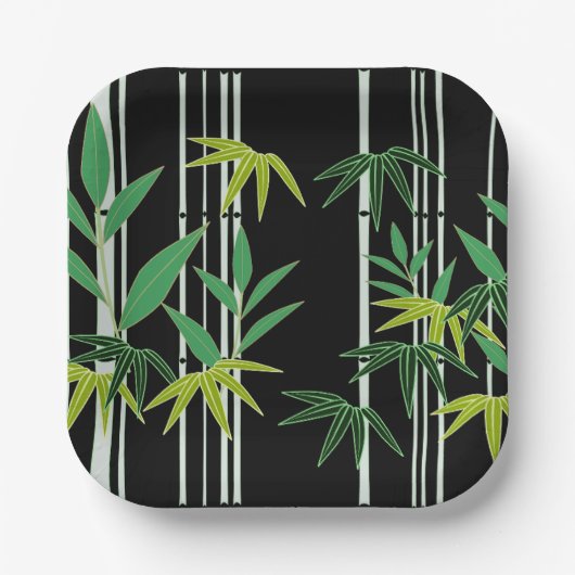 Dekoratives Bambusmuster Pappteller (Vorderseite)