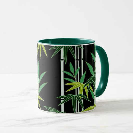 Dekoratives Bambusmuster Tasse (VorderseiteRechts)