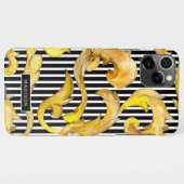 Dekoratives Barock- und Streifen-Muster mit Namen iPhone Hülle (Rückseite (Horizontal))