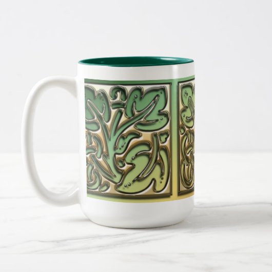 Dekoratives Blätter Zweifarbige Tasse (Links)