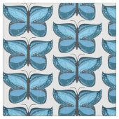 Dekoratives Blauschmetterlingsmuster Stoff (Nahaufnahme)