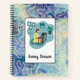 Dekoratives Blue Toned Abstrakt Spiral Notebook Notizblock