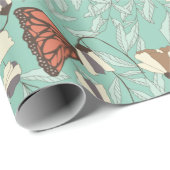 Dekoratives Blumen-/Schmetterlingsmuster Geschenkpapier (Rolleneckpunkt)
