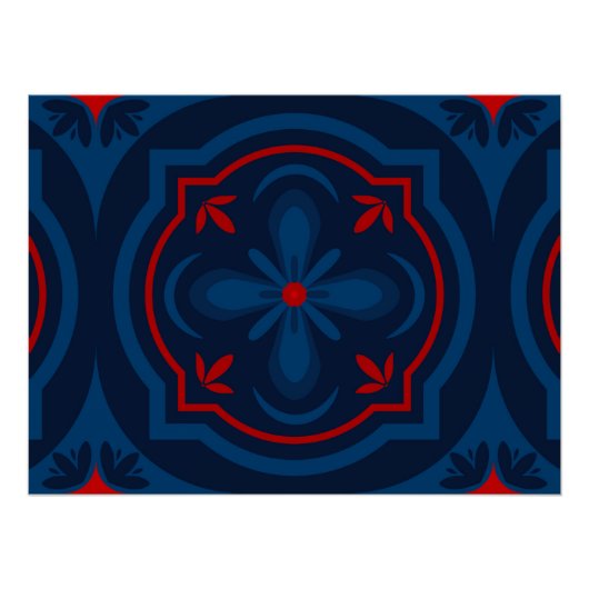 Dekoratives Blumenfliesenmuster Poster (Vorderseite)