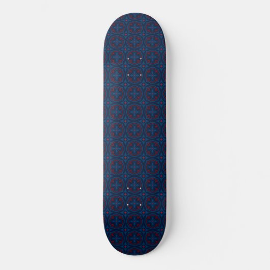 Dekoratives Blumenfliesenmuster Skateboard (Vorderseite)
