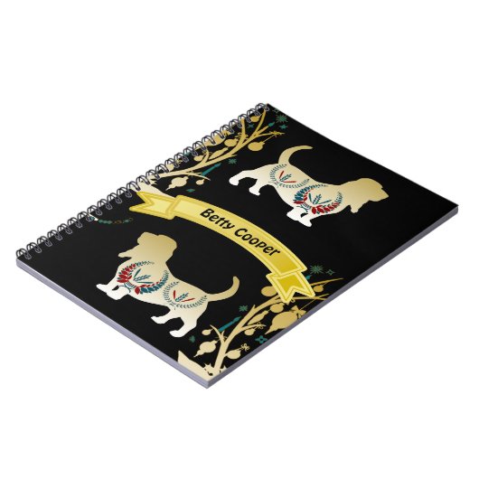 Dekoratives Blumenmotiv Hund Lover's School Fun Notizblock (Linke Seite)