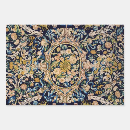 Dekoratives Blumenmuster Geschenkpapier Set (Vorderseite 3)