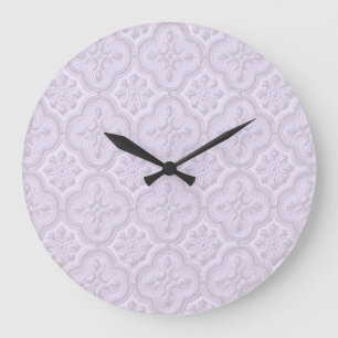 Dekoratives Blumenmuster in Mauve Große Wanduhr