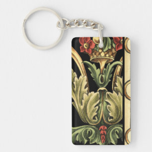 Dekoratives Blumenmuster mit schwarzen Grenzen Schlüsselanhänger