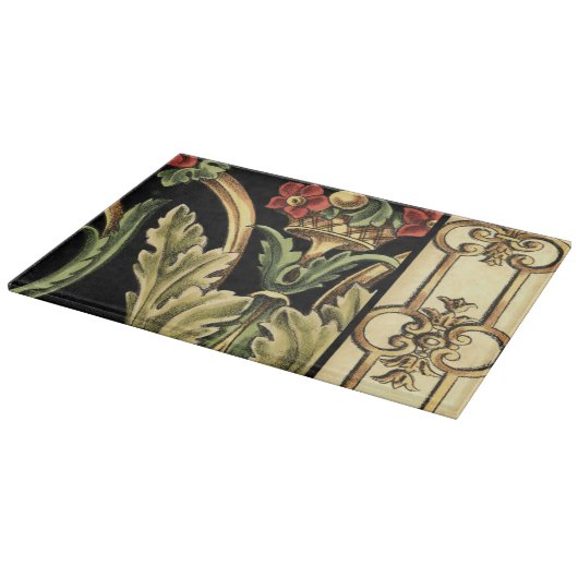 Dekoratives Blumenmuster mit schwarzen Grenzen Schneidebrett (Ecke)