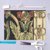 Dekoratives Blumenmuster mit schwarzen Grenzen Seidenpapier (Handwerk)