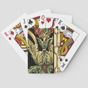 Dekoratives Blumenmuster mit schwarzen Grenzen Spielkarten