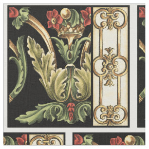 Dekoratives Blumenmuster mit schwarzen Grenzen Stoff