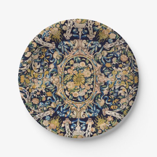 Dekoratives Blumenmuster Pappteller (Vorderseite)