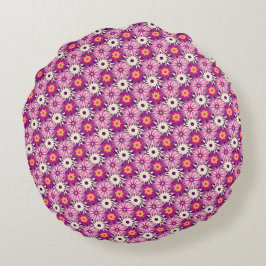 Dekoratives Blumenmuster Rosa Lila Astra Modern Rundes Kissen